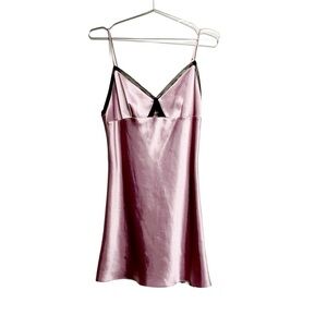 Sensara Elegant Satin Slip Dress - Pink Small Purple Light Flowy Lace elegant
